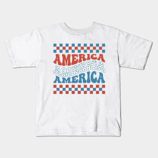 The word America Groovy Font Kids T-Shirt